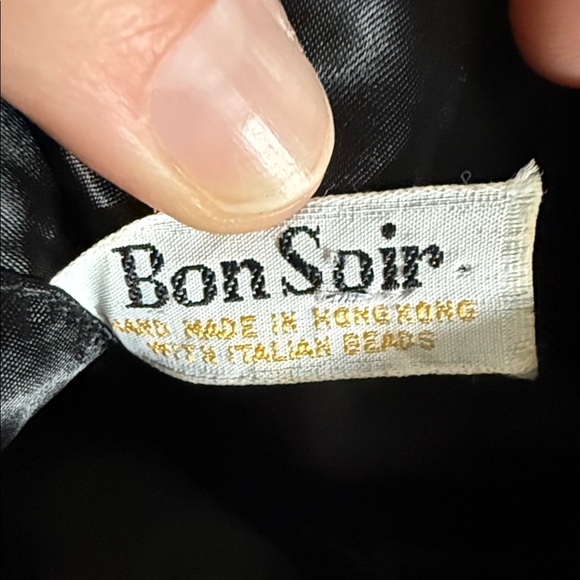 Vintage Bon Soir Black Italian Glass-Beaded & Sequined Clutch - Picture 3 of 6